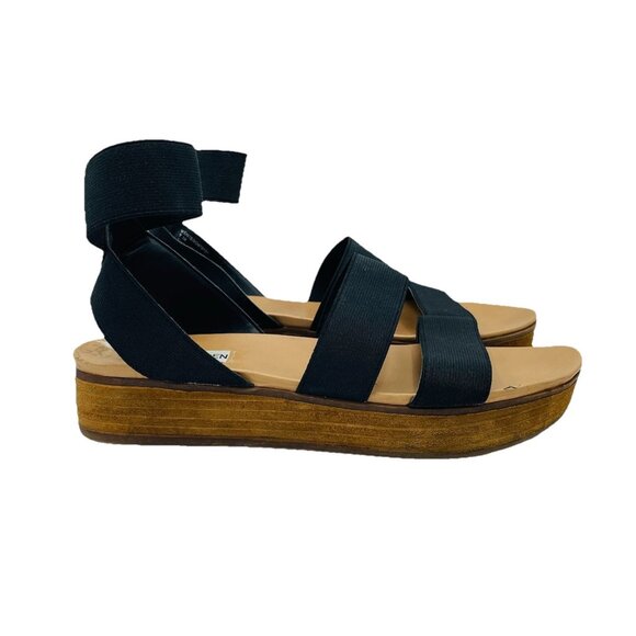 Steve Madden Shoes - Steve Madden Shoes Womens Size 7.5 M Black Vonte Platform Sandals Ankle Strap